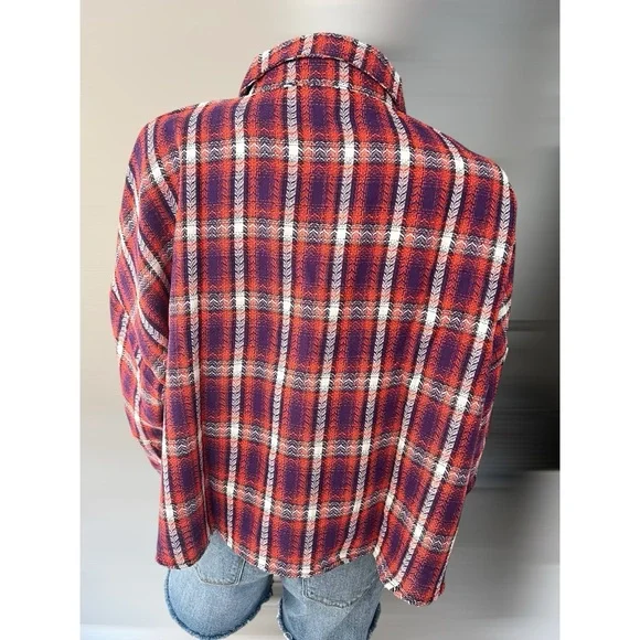 BUCKET LIST Purple and orange button up top S M L - Picture 5 of 6